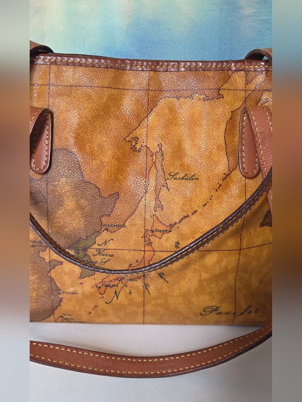 Alviero Martini 1A Classe Map Print Tote EUC - Picture 7 of 16